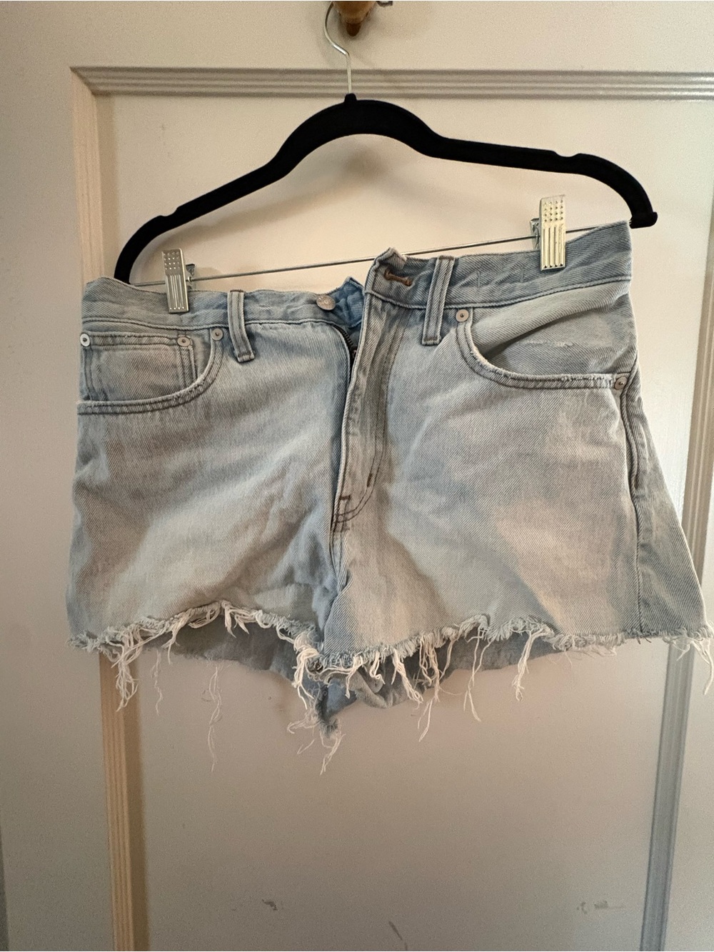 Madewell Light Blue Distressed Denim Cutoff Shorts